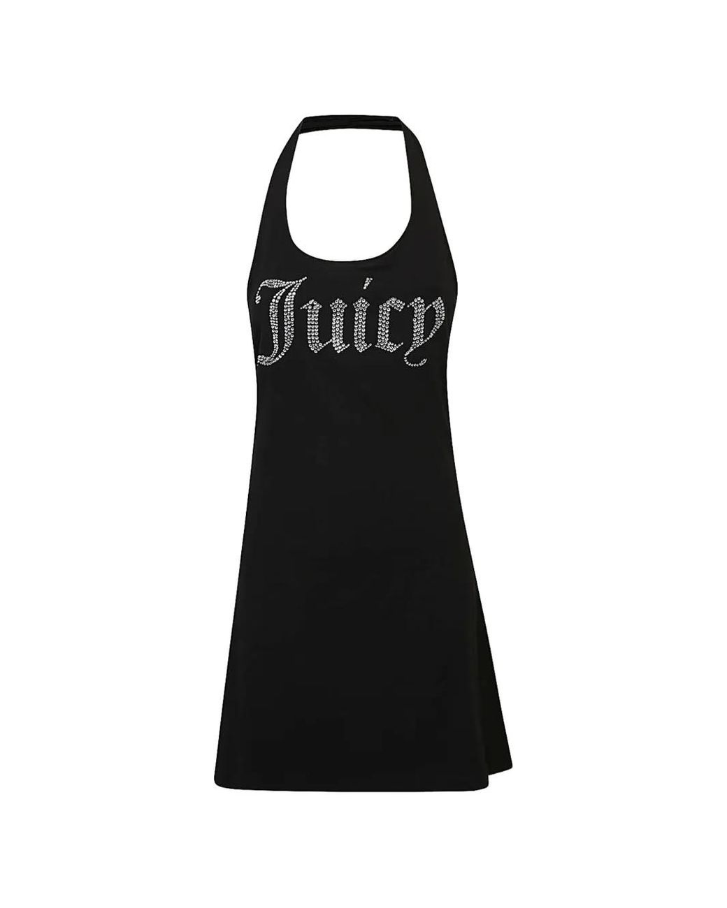 Juicy Couture Black Mini Halter Logo Detail Dress