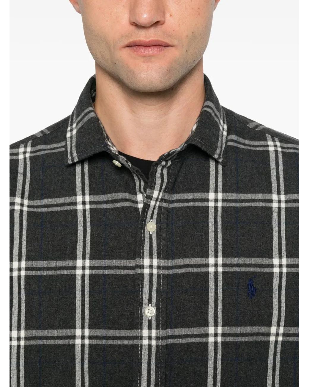 Polo Ralph Lauren Black Check-Pattern Cotton Shirt for men
