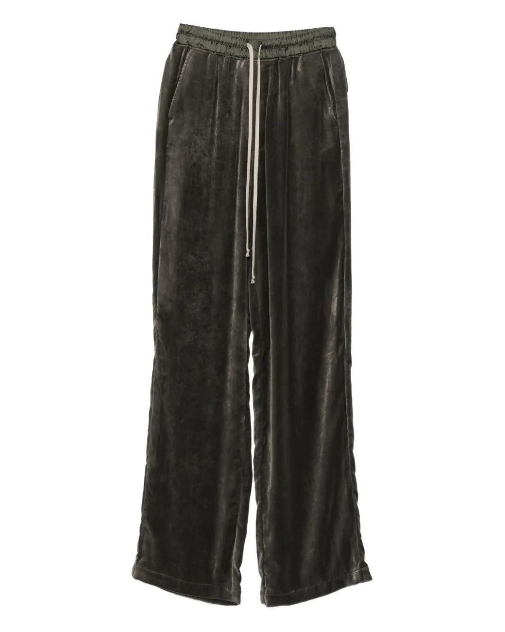 Rick Owens Black Velvet Trousers With Drawstring Closure For