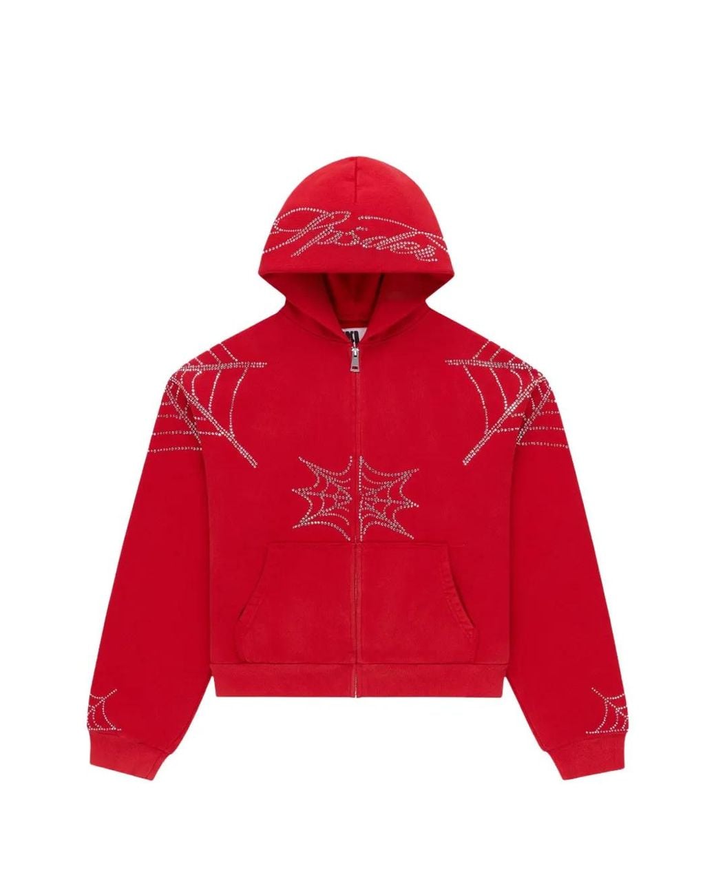 Sp5der Red Rhinestone-Embellishment Hoodie for men