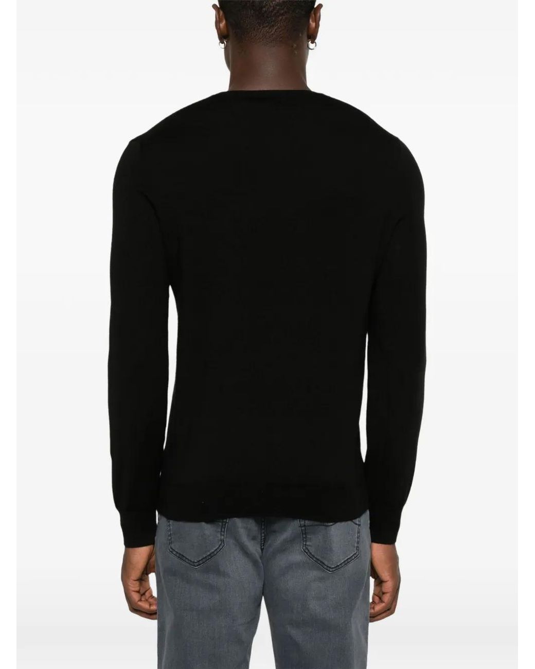 Polo Ralph Lauren Black Logo-Embroidered Cotton Sweater for men