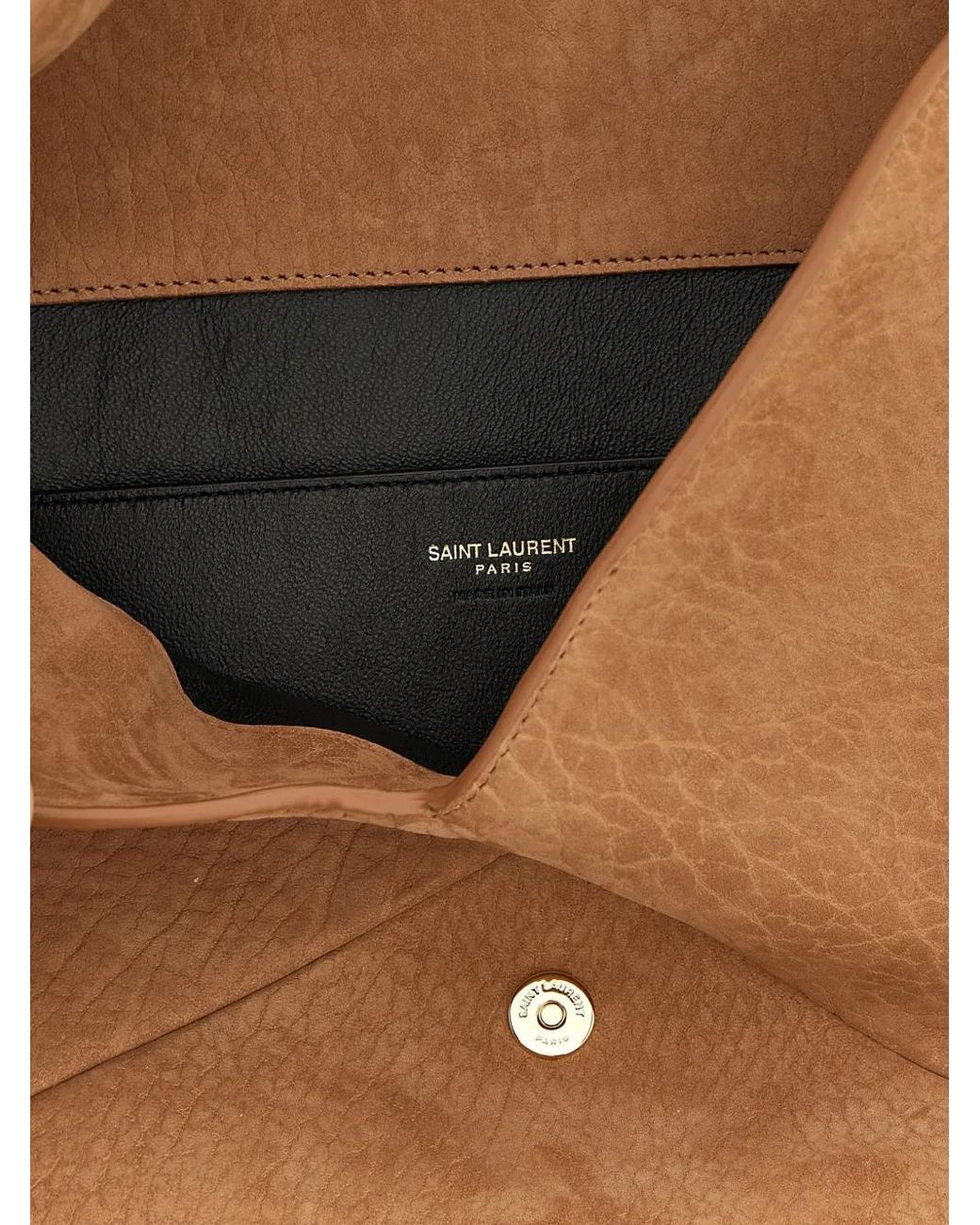 Saint Laurent Brown Cassandre-Logo Clutch Bag