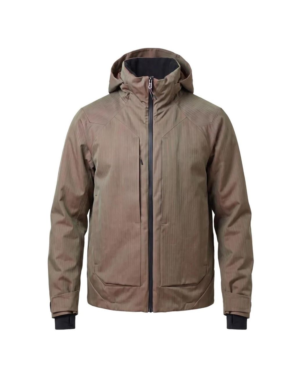 Sease Brown Trace Hooded Herringbone-Pattern Jacket for men