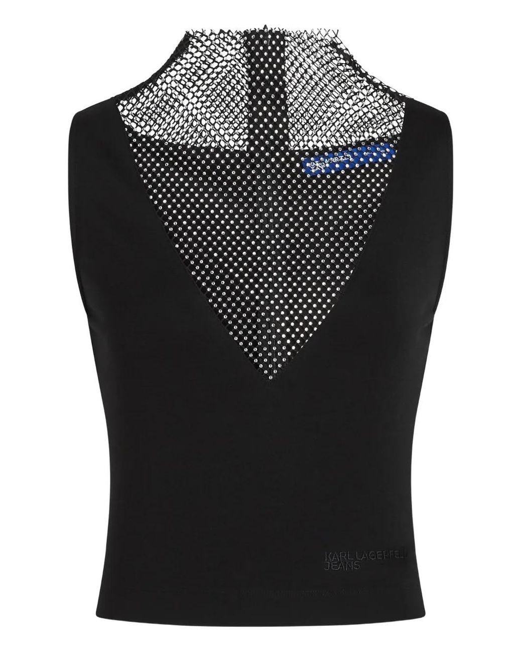 Karl Lagerfeld Black Chainmail-Detail High-Neck Top