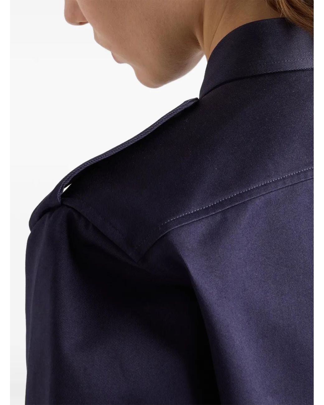 Prada Blouse Met Epauletten En Zak in het Blue