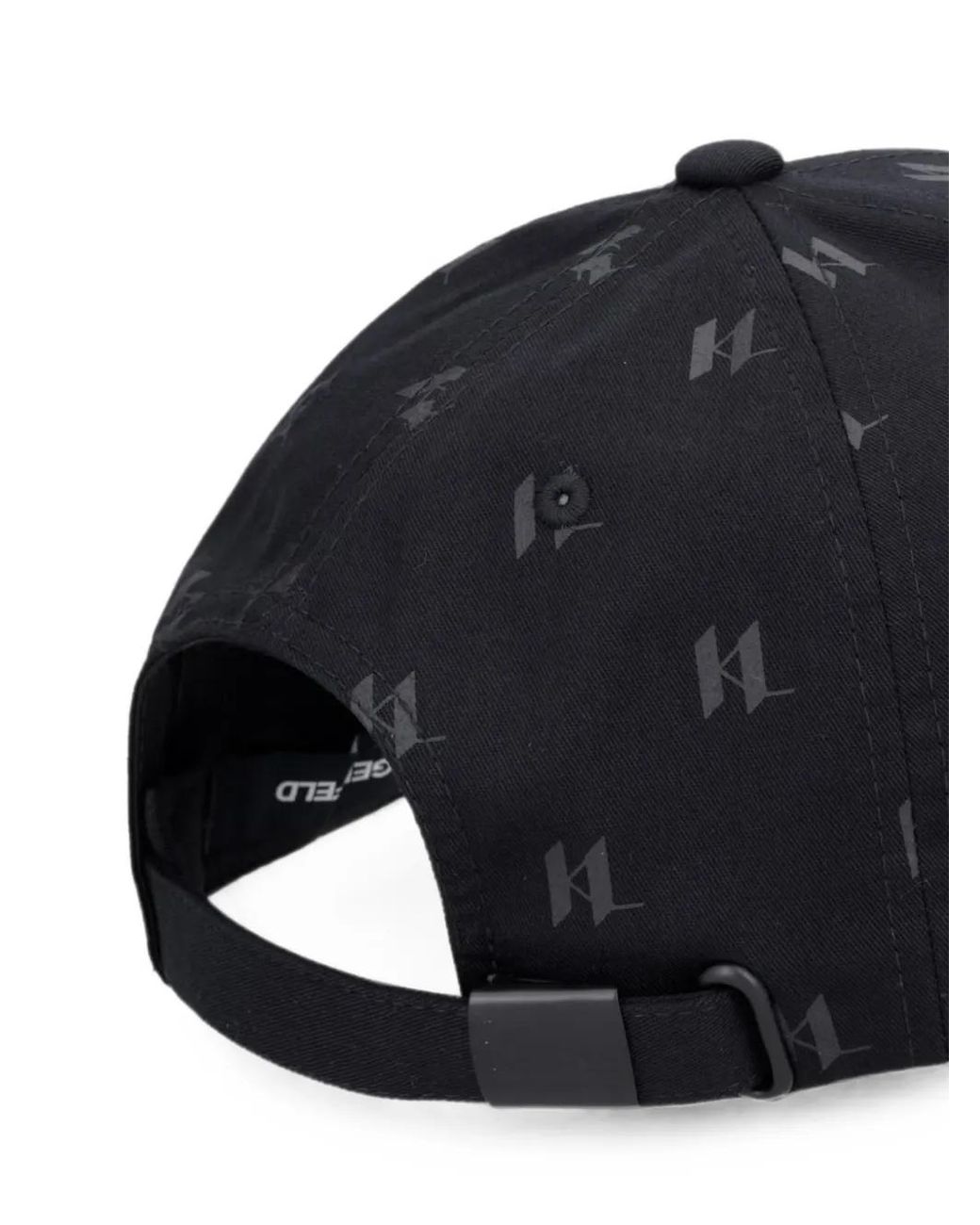 Karl Lagerfeld Black Monogram-Print Cotton Baseball Cap for men