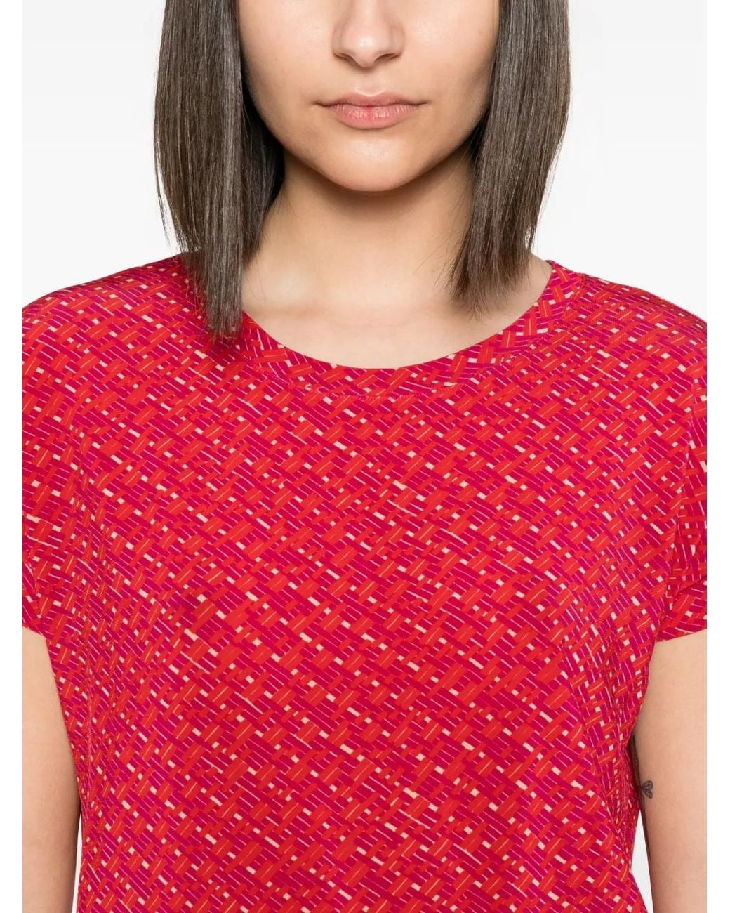 Siyu Red Geometric-Print T-Shirt