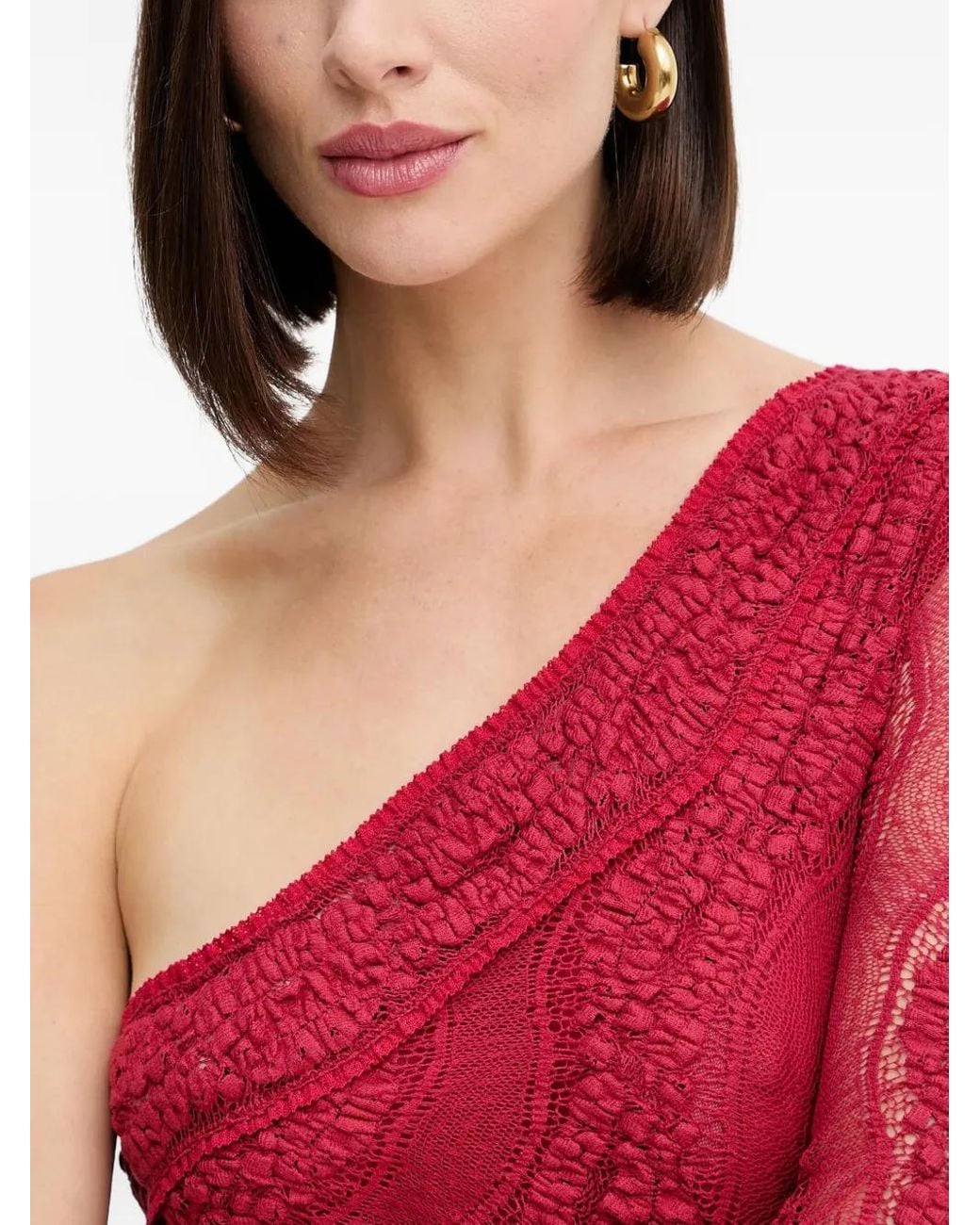 Charo Ruiz One-Shoulder Textured Mini Dress