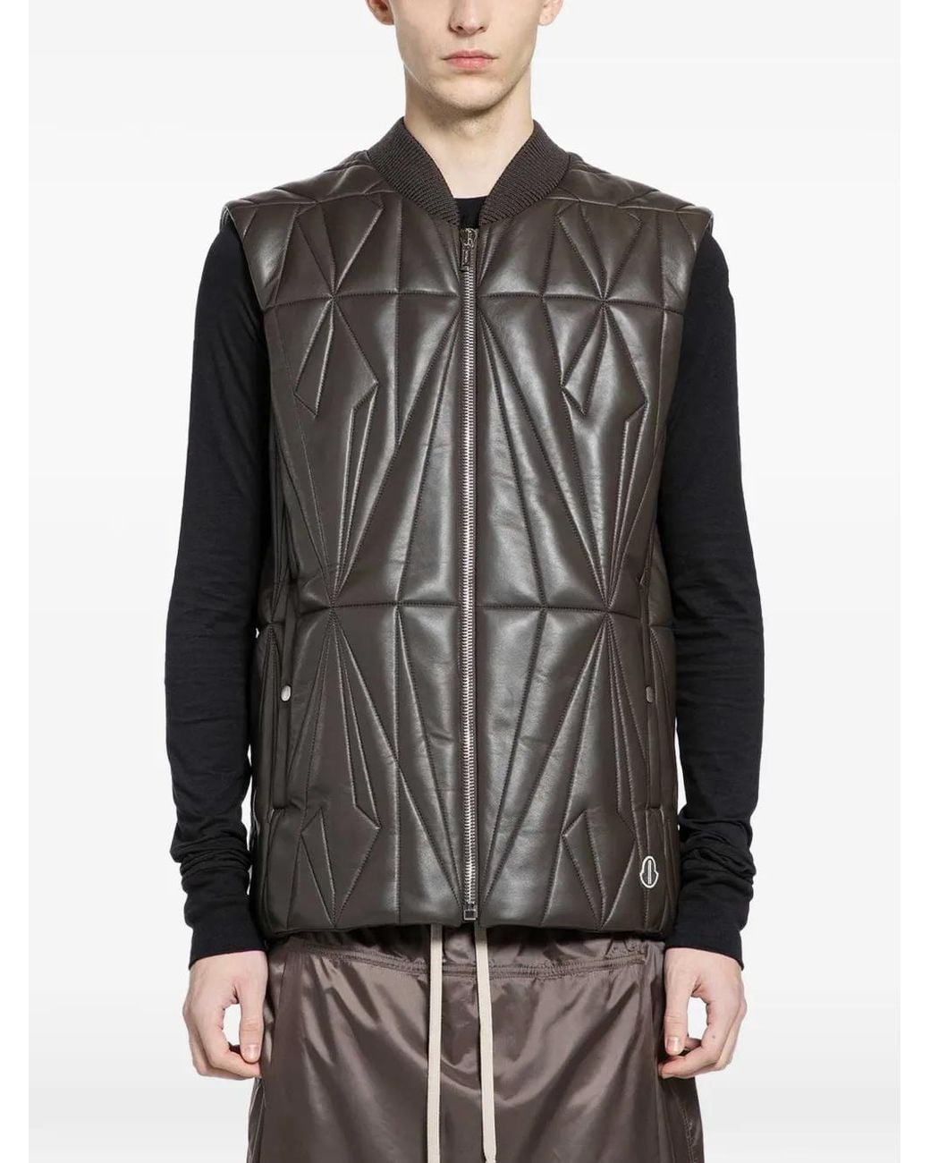 Rick Owens Gray Geocamo Leather Vest for men