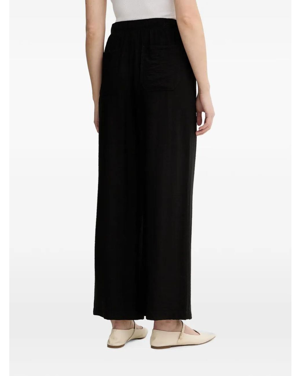 DKNY Black Drawstring Wide-Leg Trousers