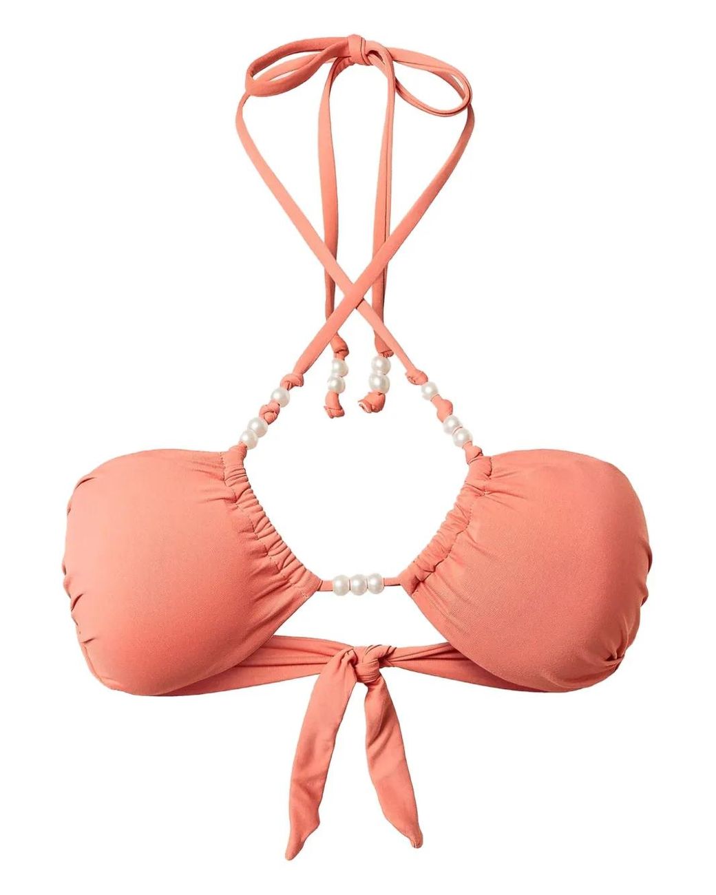 Twinset Red Haut De Bikini À Perles Artificielles