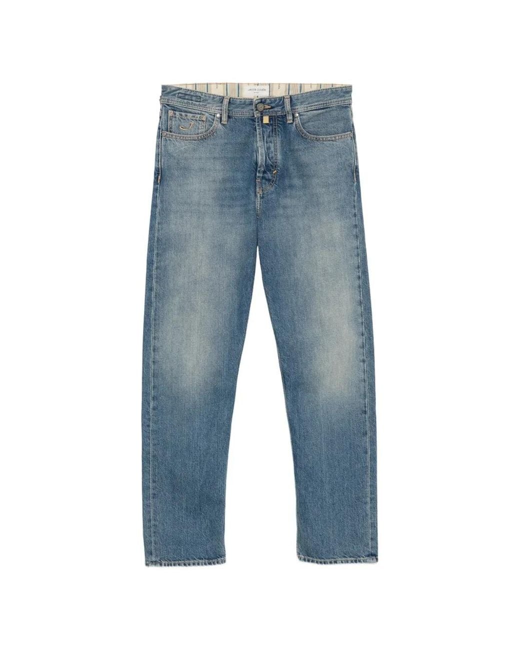 Jacob Cohen Blue Logo-Patch Straight-Leg Jeans for men