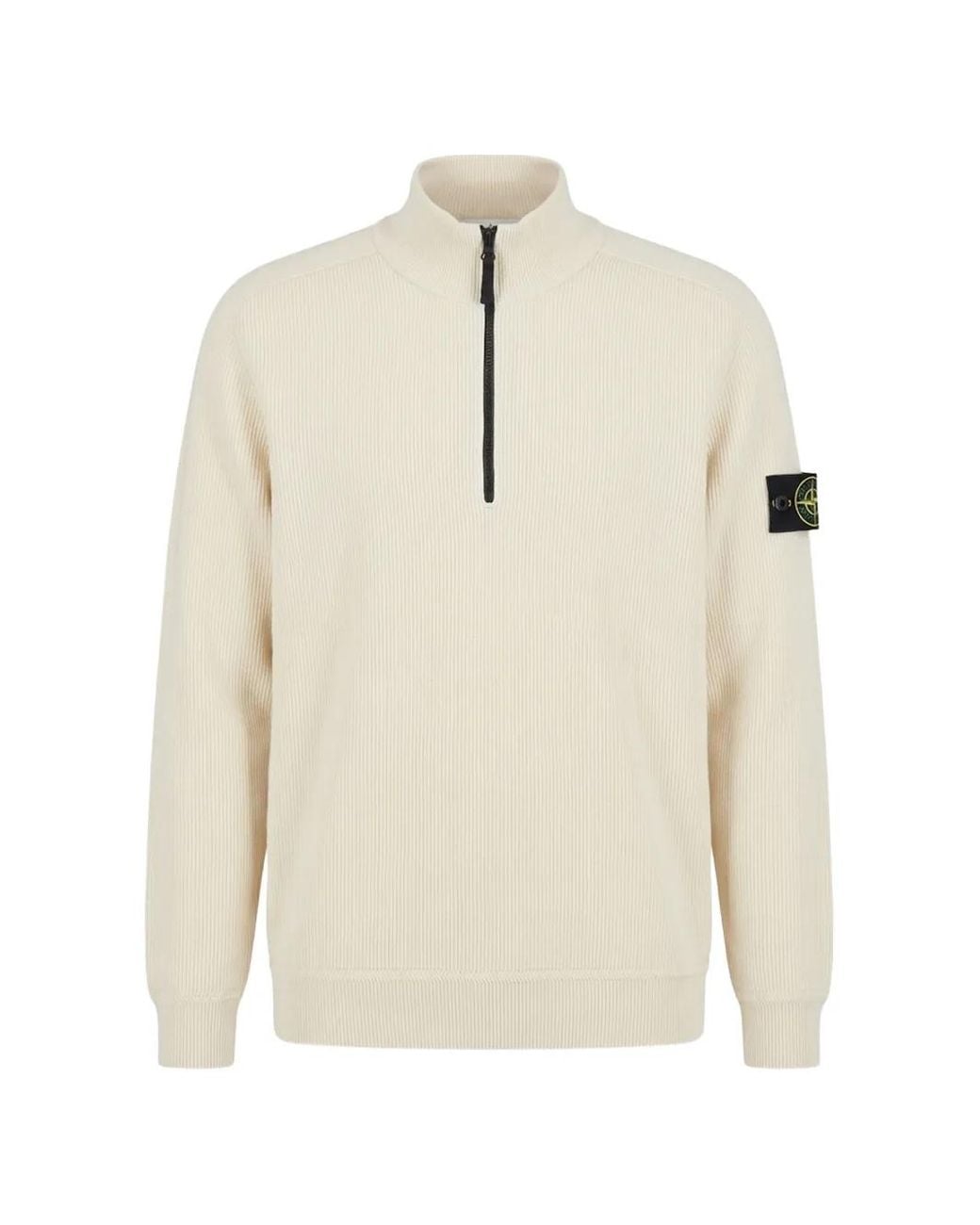 Stone Island White 5100124 Ribbed Soft Organic Cotton Sweater for men