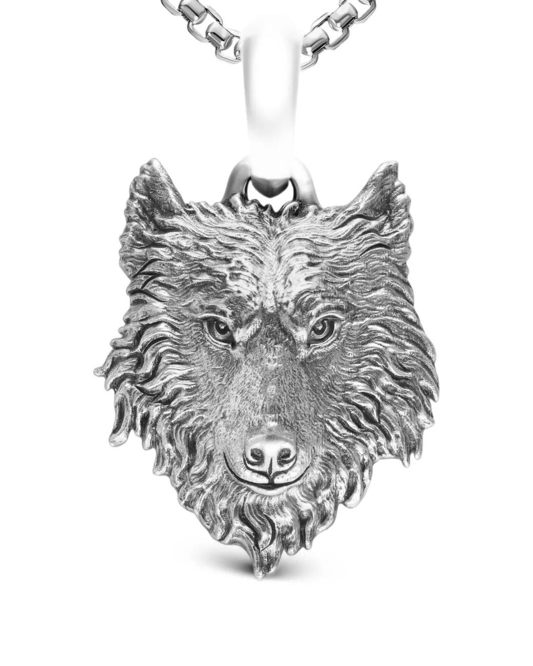 David Yurman White Petrvs Wolf Amulet Necklace for men