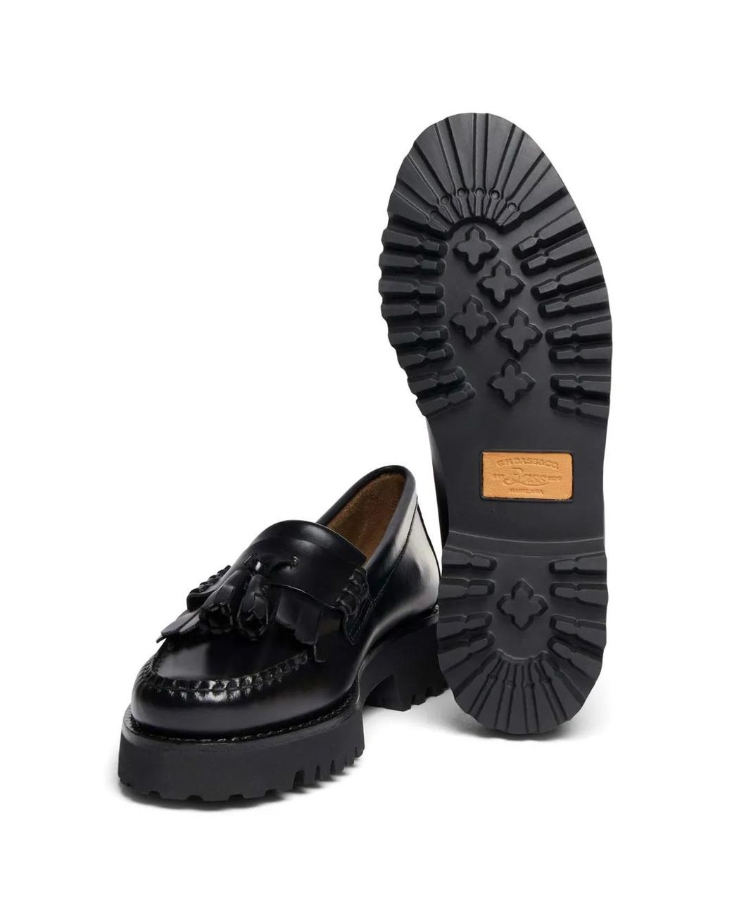 G.H.BASS Black Weejuns 90S Esther Kiltie Tassel Loafers