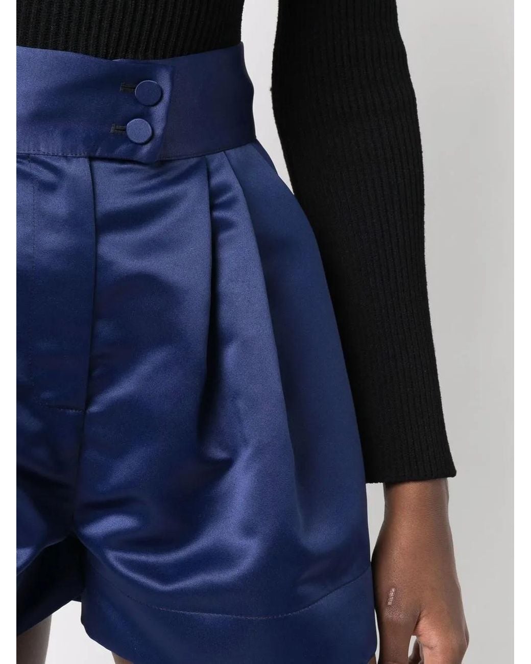 Styland Blue High-Waisted Satin Shorts