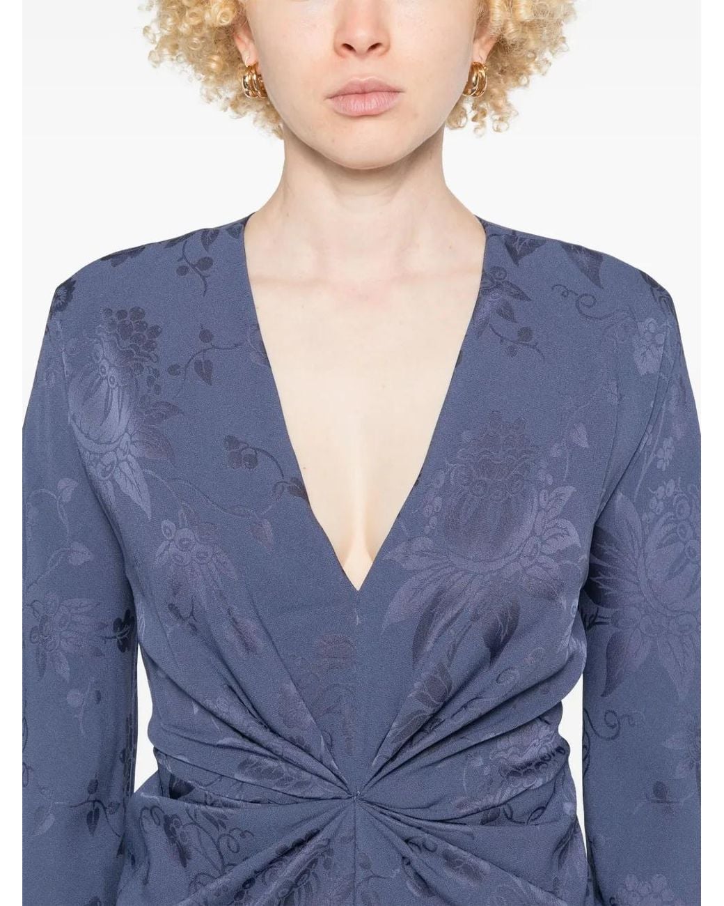 Etro Blue Jacquard Midi Dress