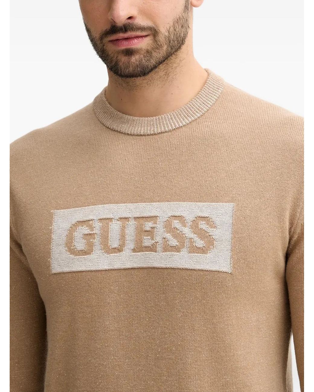 Guess Blue Logo-Detail Sweater for men