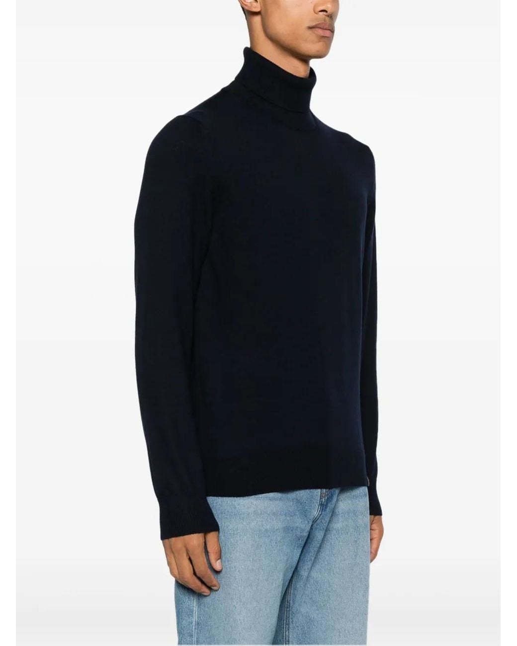 Fay Blue Wool Turtleneck Sweater for men