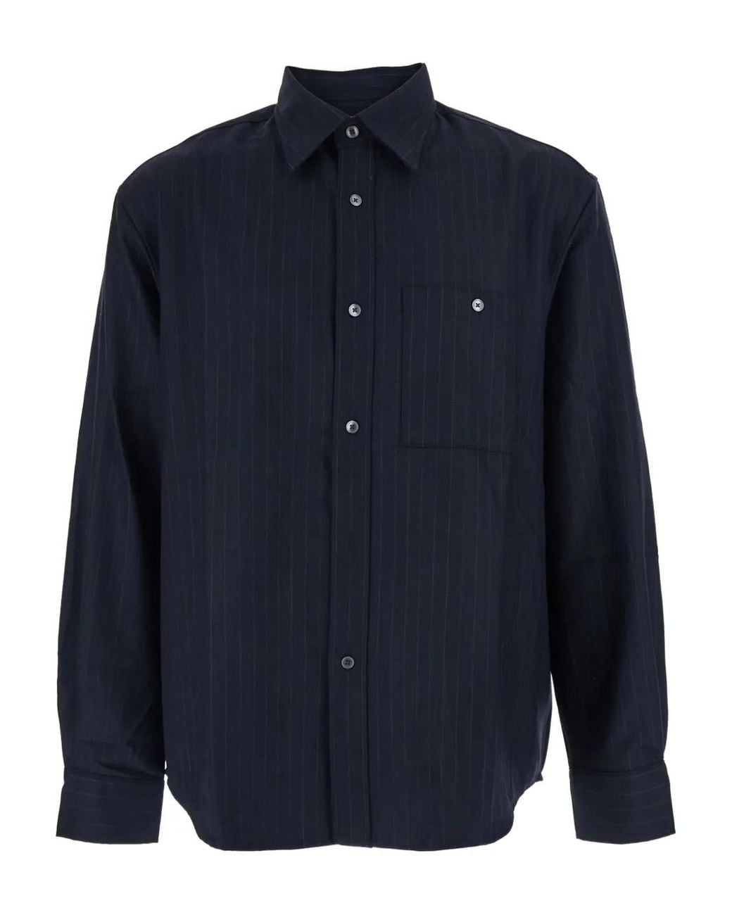 TONYWACK Blue Pinstripe-Pattern Long-Sleeve Shirt for men