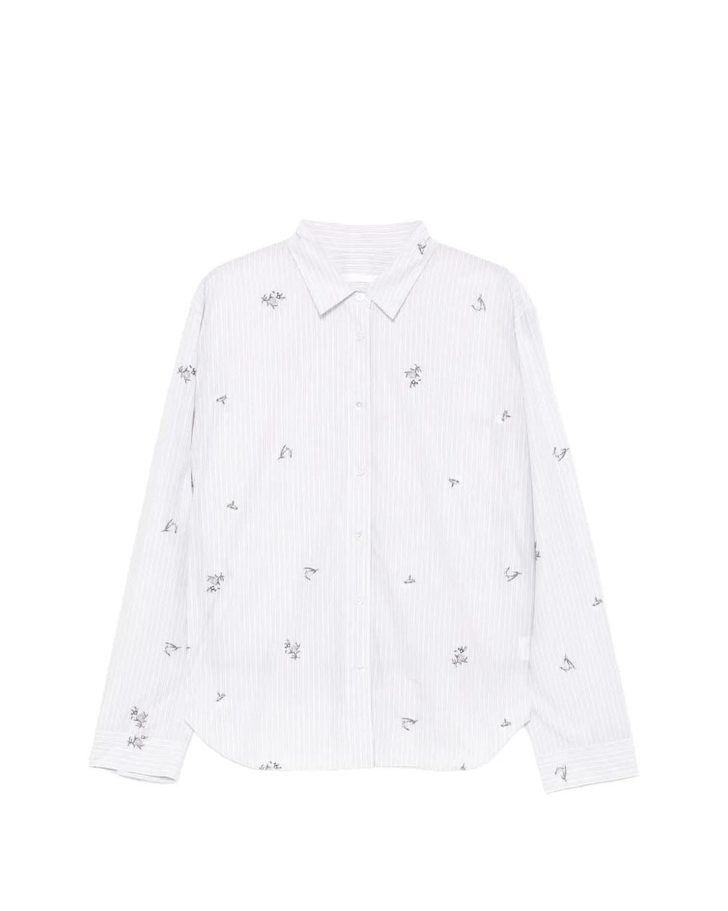 JNBY White Embroidered Striped Shirt