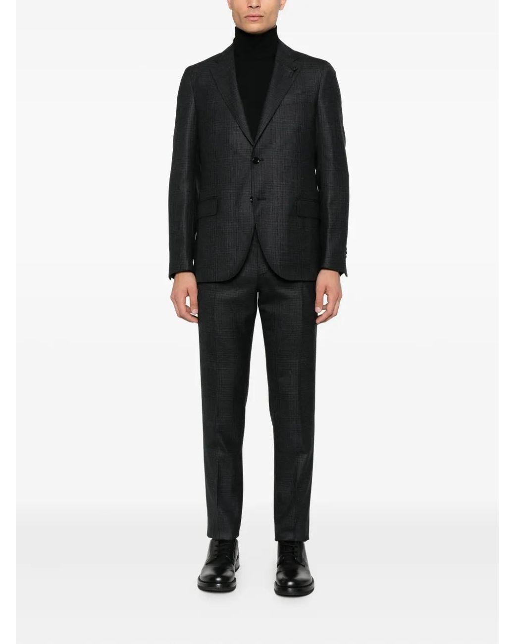 Lardini Black Checked-Pattern Wool Suit for men