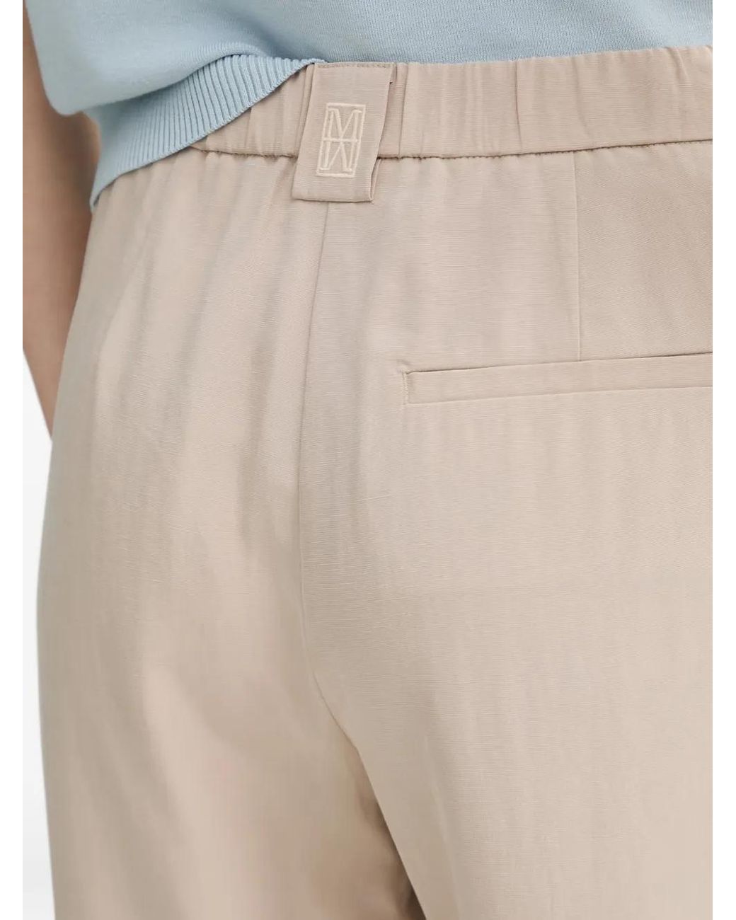 Marc O' Polo Natural Elasticated-Waistband Logo-Patch Trousers