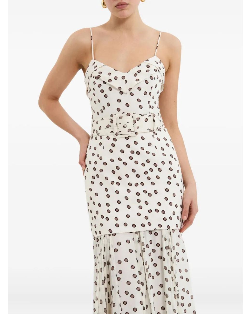 Rebecca Vallance White Candice Polka-Dot Pleated Maxi Dress