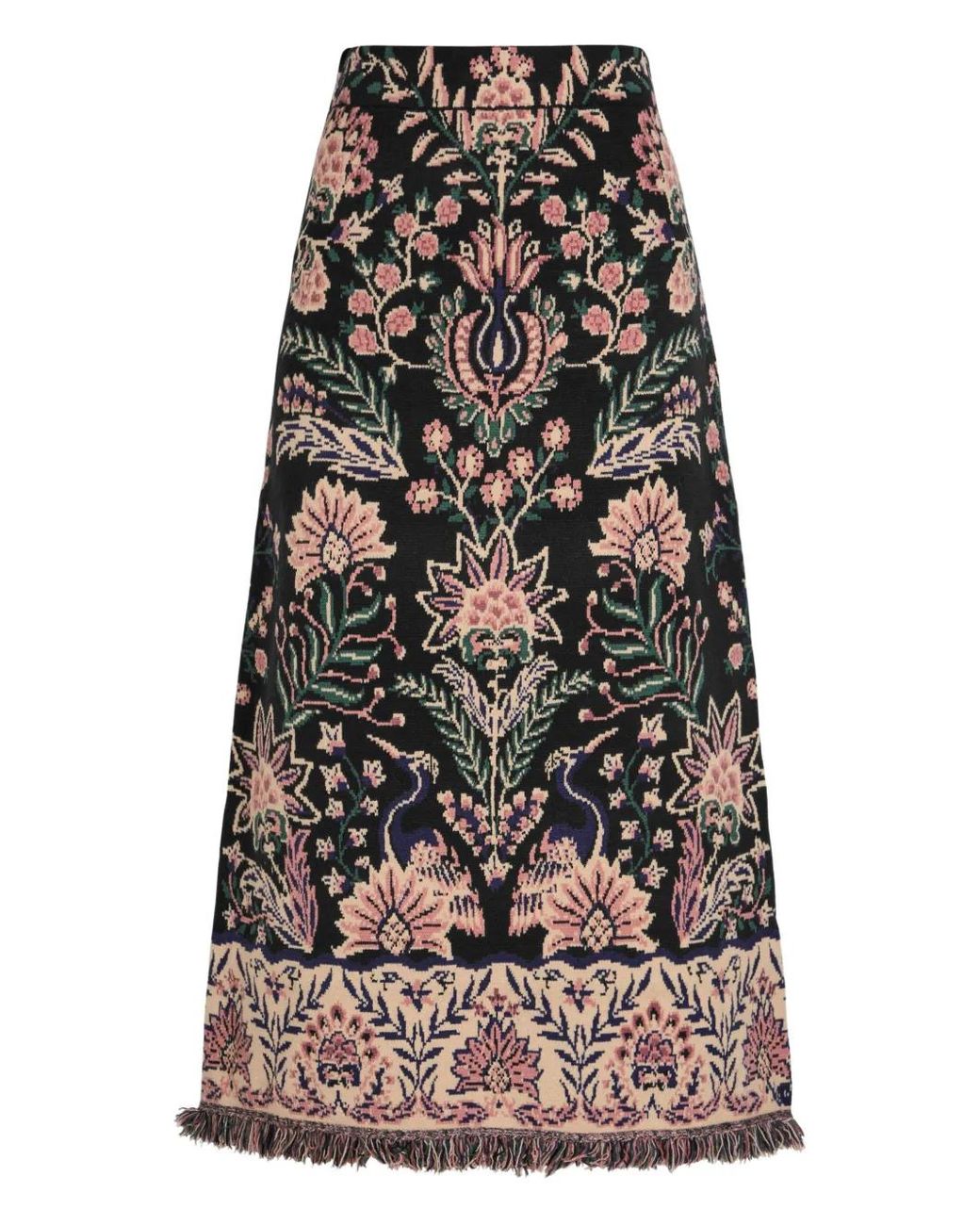 Farm Rio Multicolor Marvelous Garden Floral-Jacquard Knit Midi Skirt