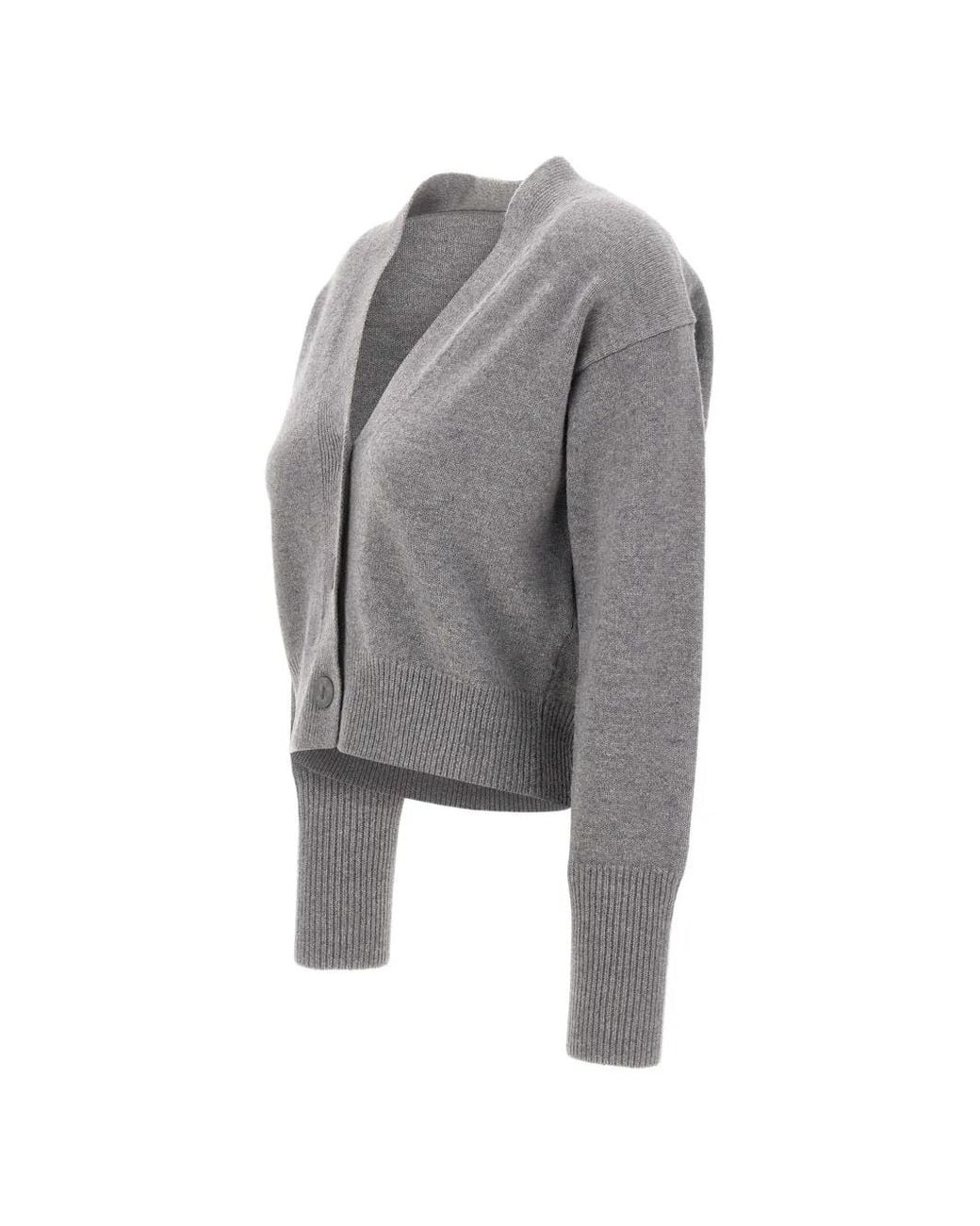 Kangra Gray V-Neck Cropped Cardigan