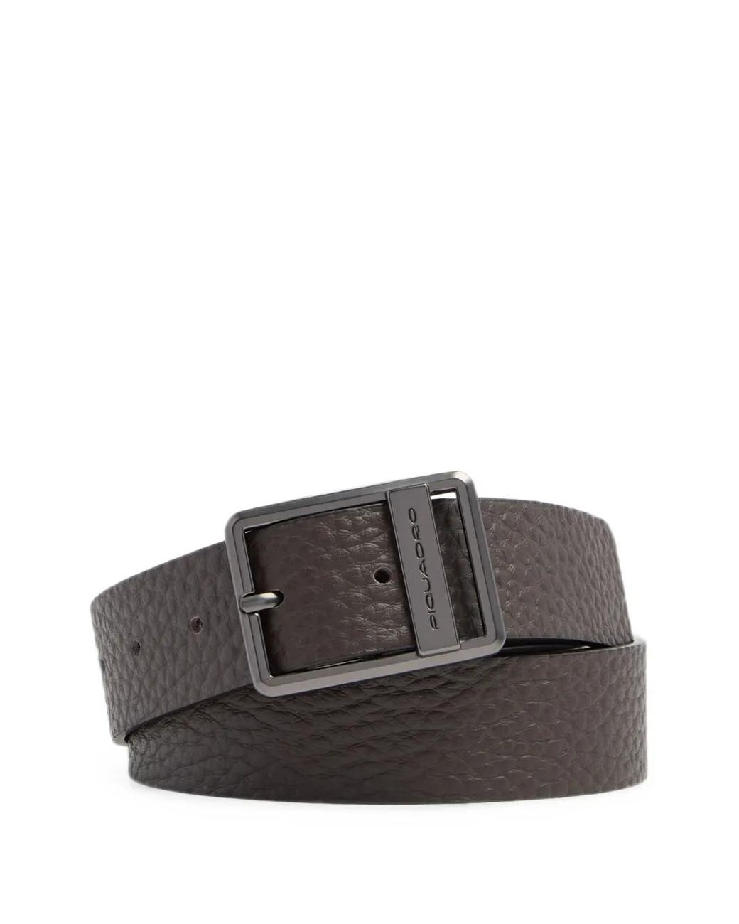Piquadro Gray Materia Grained-Texture Belt for men