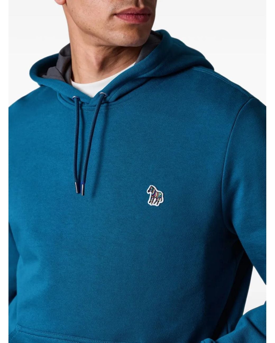 Paul Smith Blue Regular-Fit 'Zebra' Organic Cotton Hoodie for men