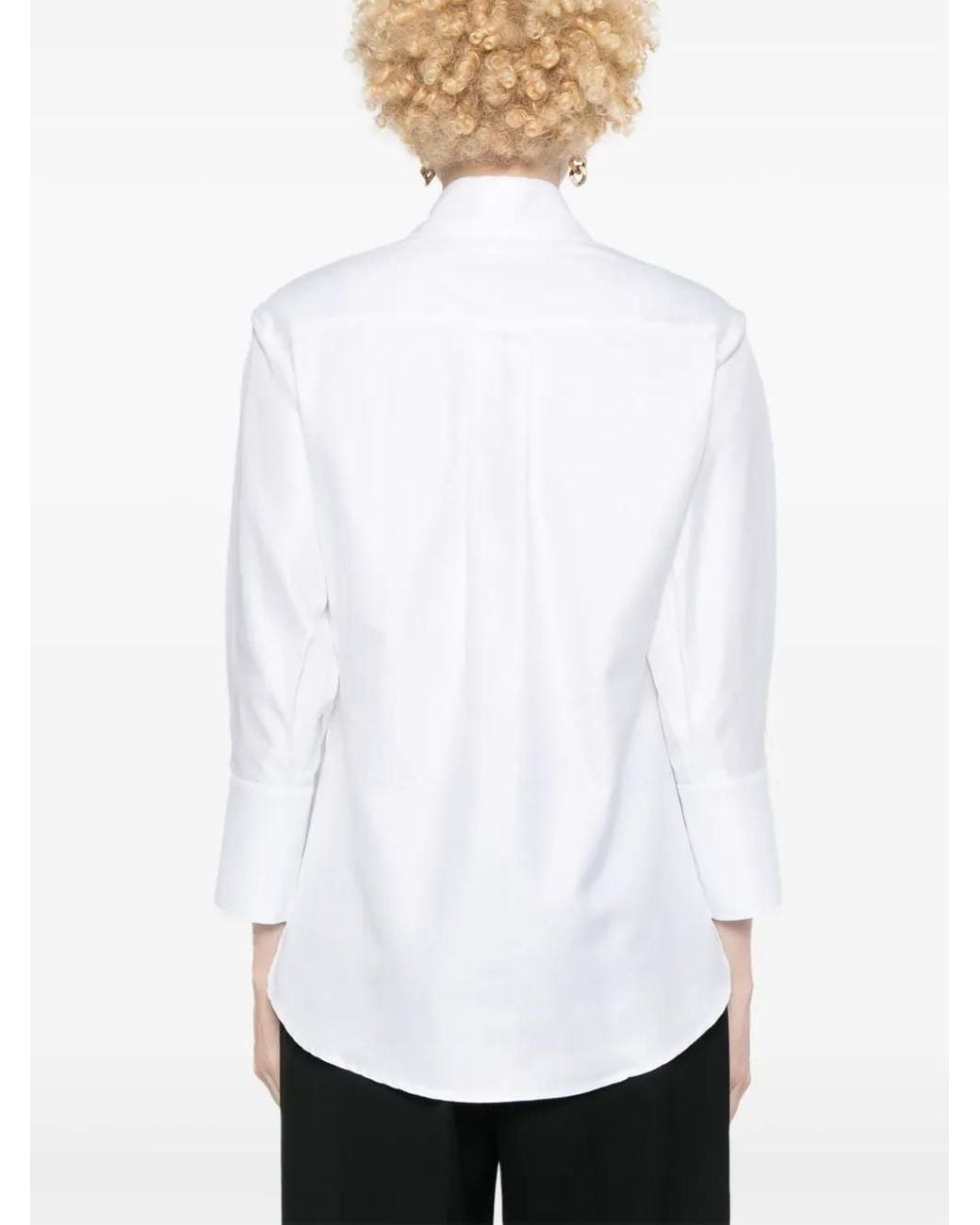Elisabetta Franchi White Chevron Pattern Poplin Shirt