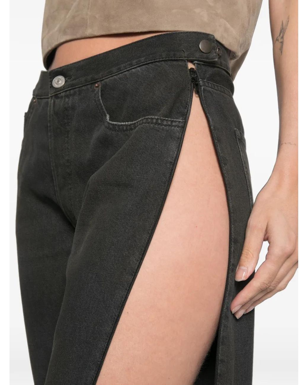 MM6 by Maison Margiela Black Side-Zip Straight-Leg Jeans
