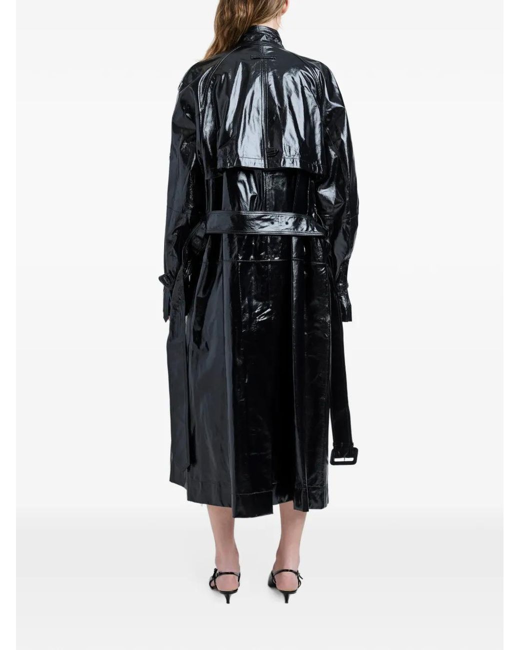 Proenza Schouler Black Sabina Lacquered Coat