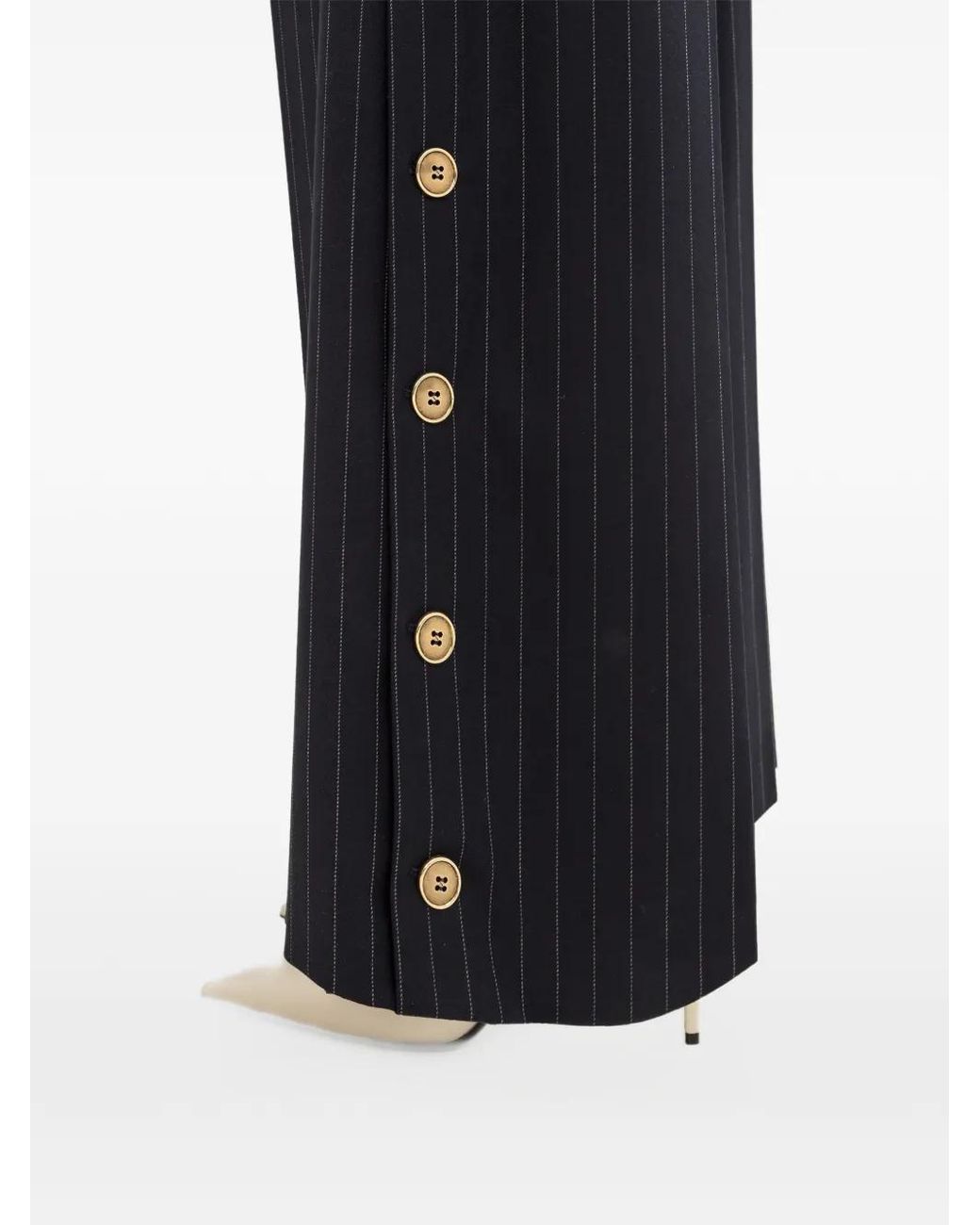 Nissa Black Pantalon Palazzo À Fines Rayures