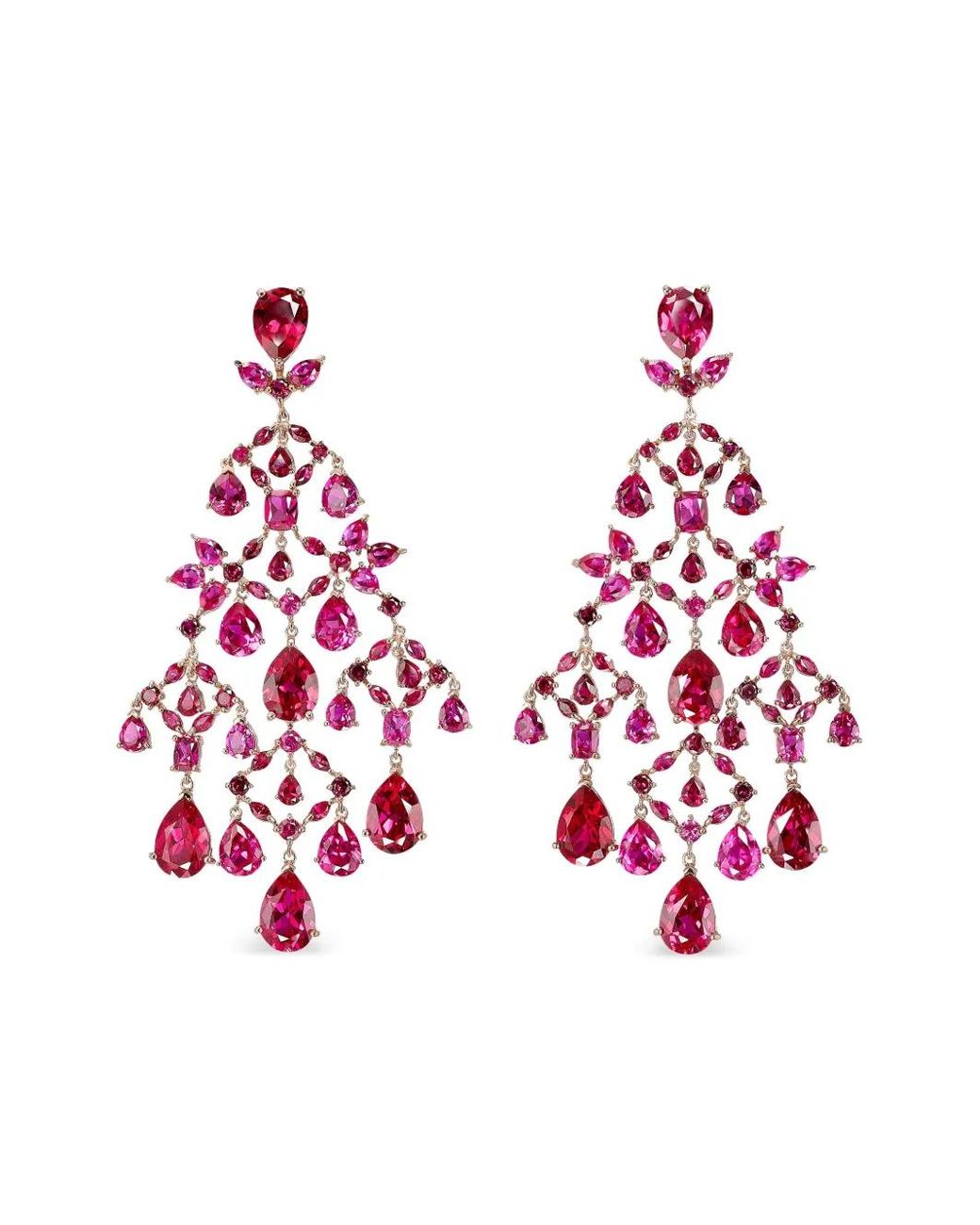 Anabela Chan Red 14Kt Celestial Cascade Ruby Drop Earrings