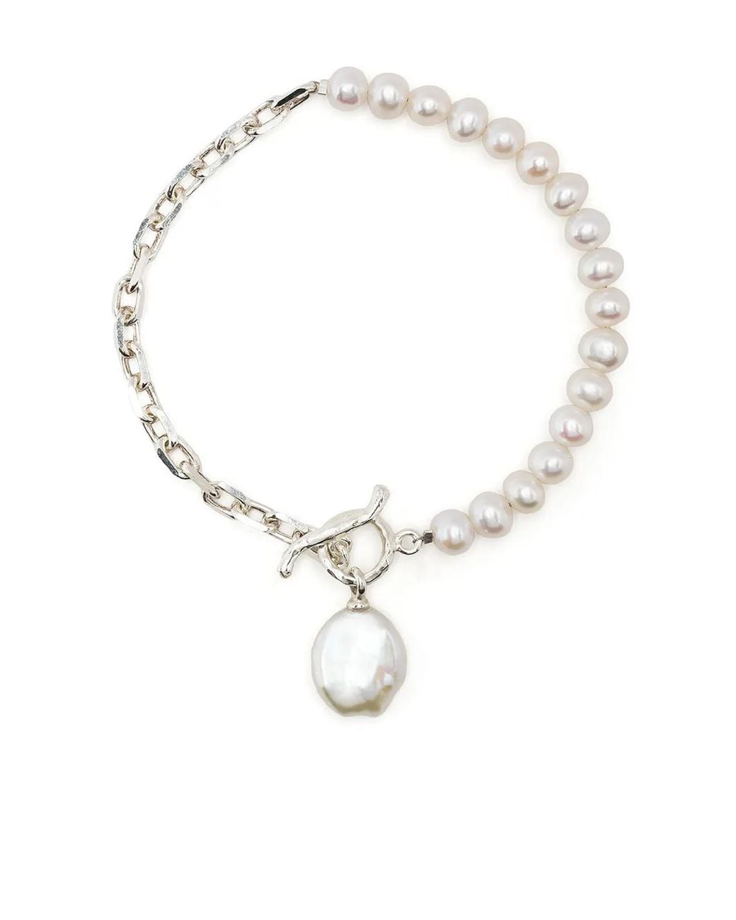 Dower & Hall White Luna Keshi Pearl Bracelet