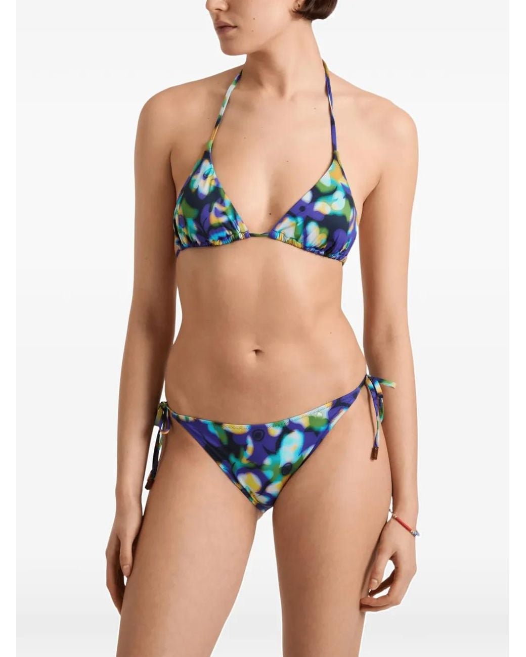Vilebrequin Blue Floral-Print Side-Tie Bikini Bottoms