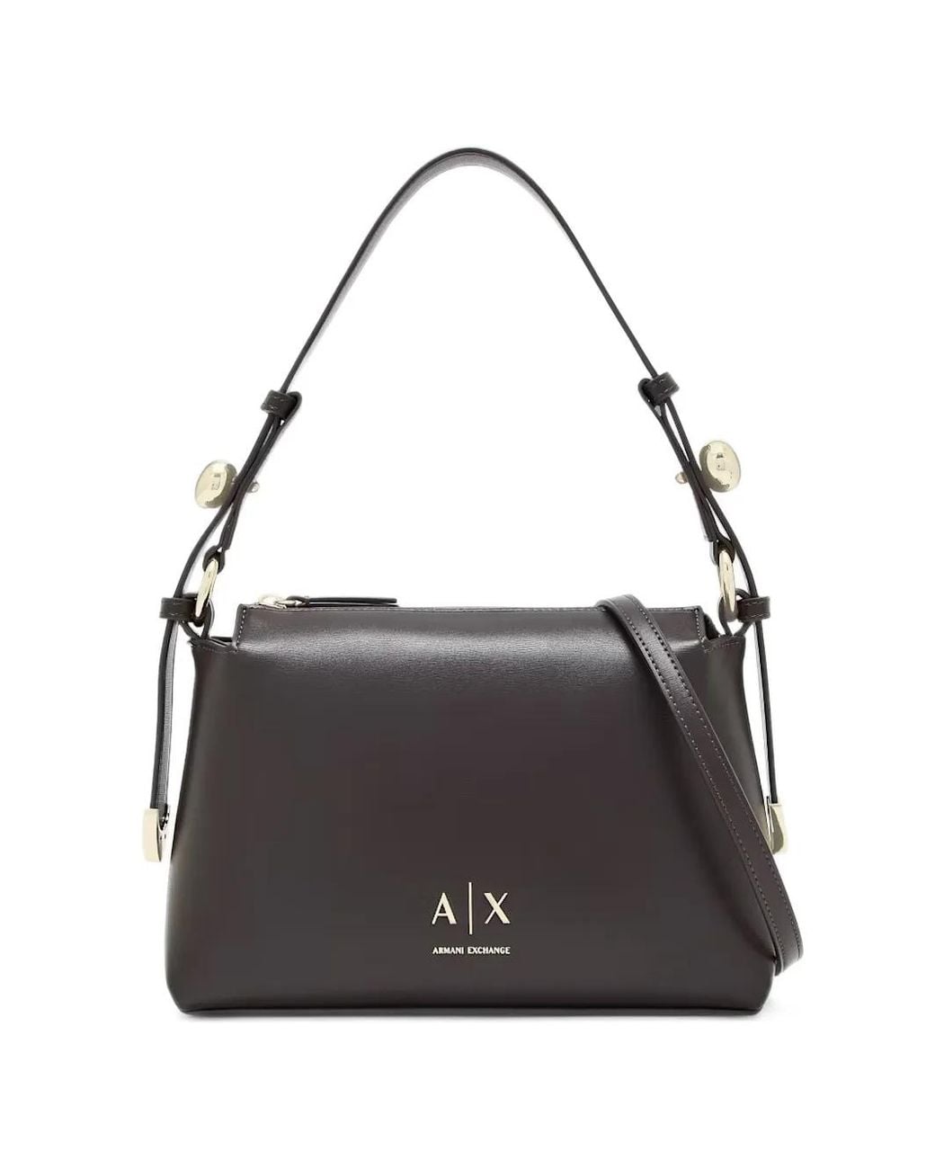 ARMANI EXCHANGE Black Logo-Plaque Shoulder-Strap Shoulder Bag