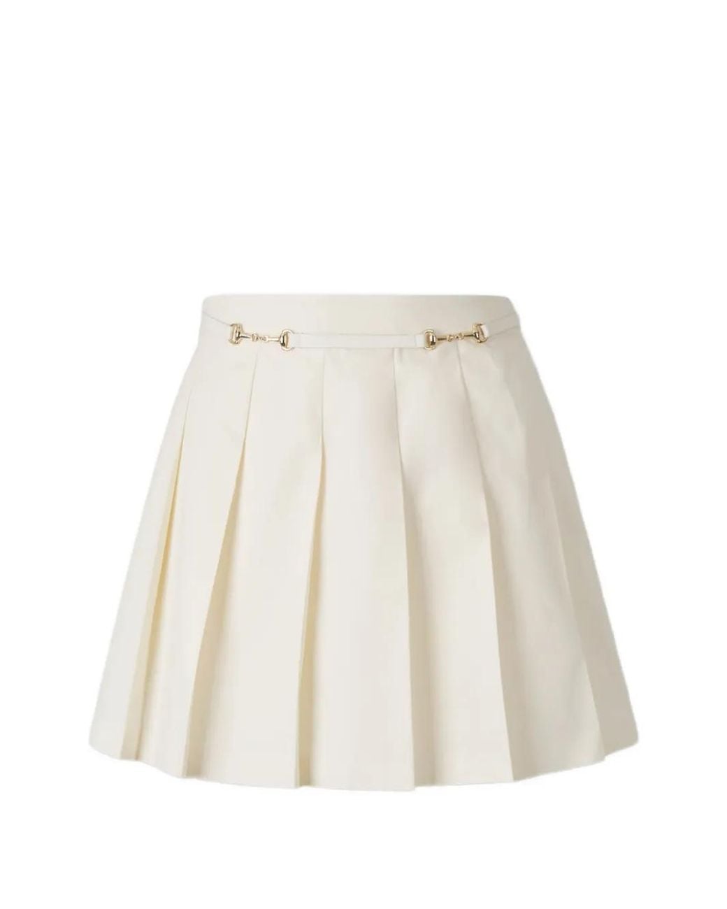 Sporty & Rich Natural Horsebit Pleated Mini Skirt