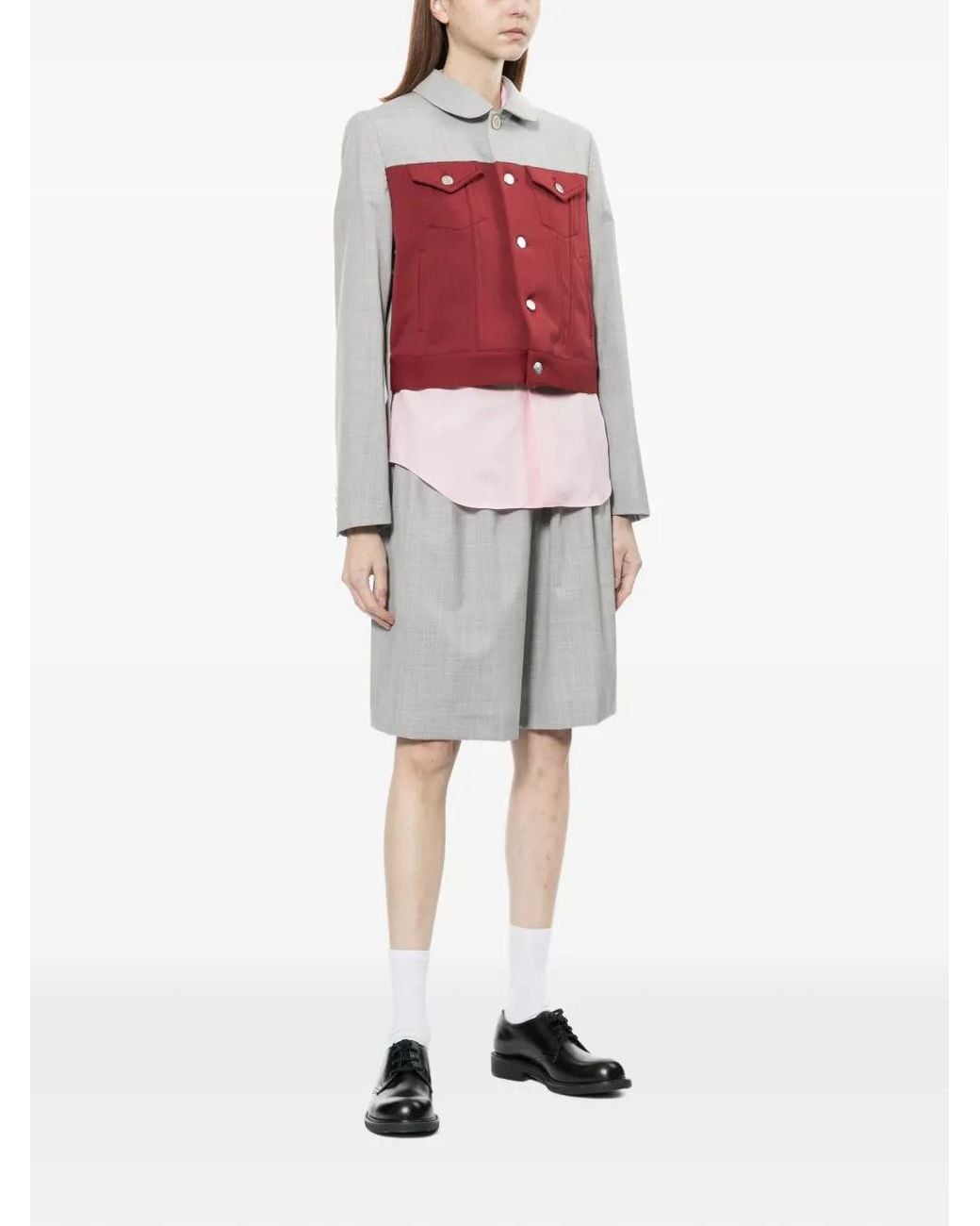 Comme des Garçons Red Two-Tone Panelled Jacket