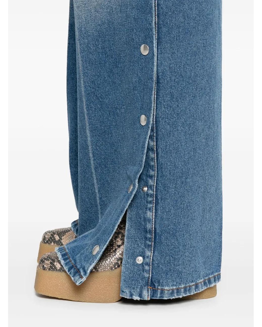 Stella McCartney Blue Stella Mc Cartney Snap Stud Embellished Jeans