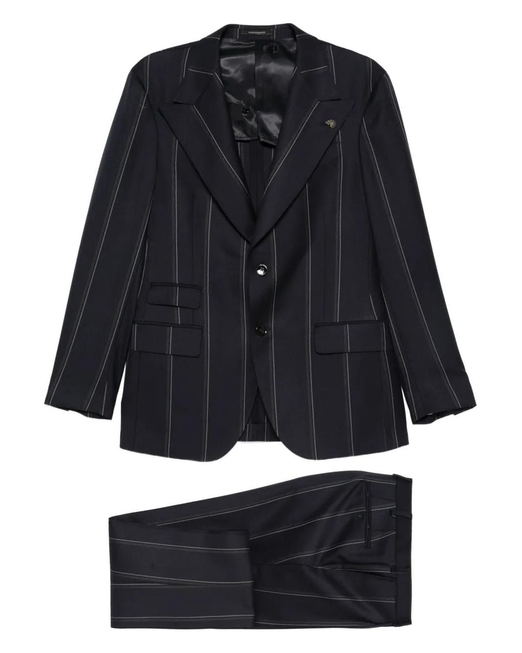 Gabriele Pasini Black Single-Breasted Pinstripe Suit for men