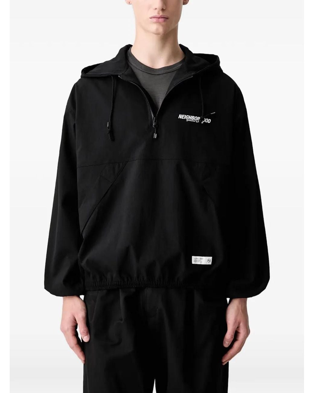Neighborhood Black Veste Zippée À Logo Imprimé Et Capuche for men