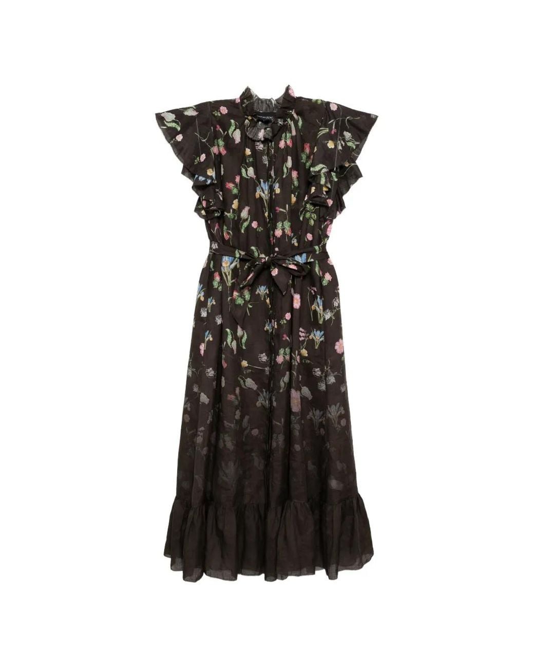Cynthia Rowley Black Floral-Print Maxi Dress