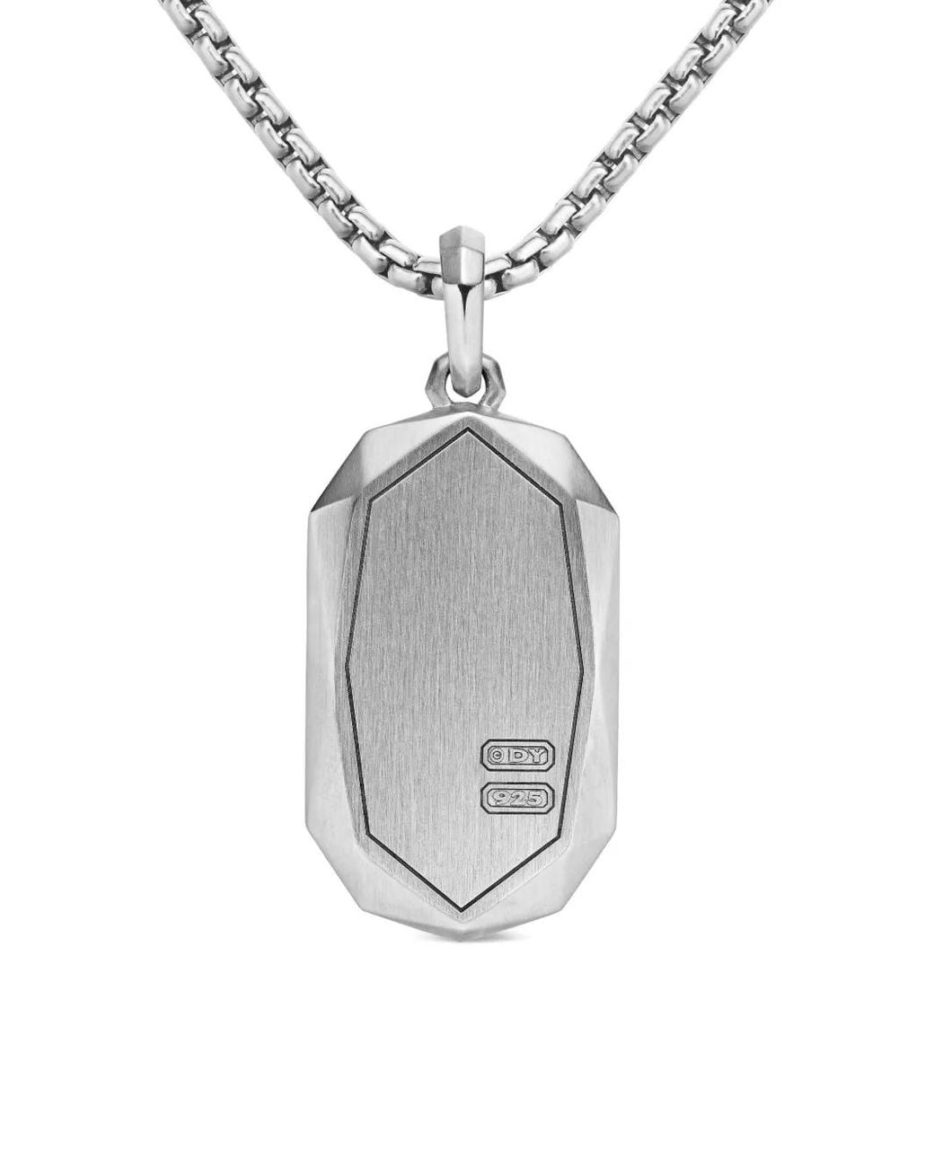 David Yurman White Sterling Torqued Faceted Amulet (47.9Mm) for men
