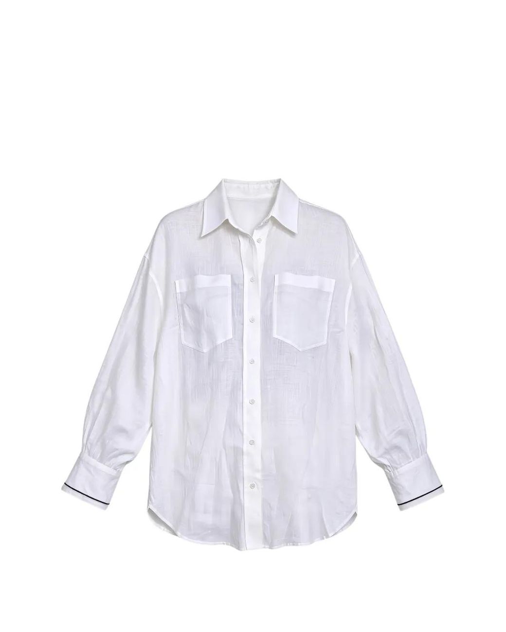 Brunello Cucinelli White Pocket-Detail Long-Sleeve Shirt