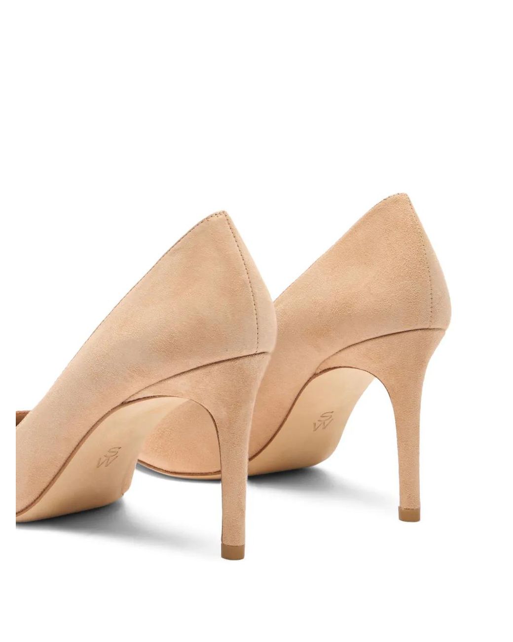 Stuart Weitzman Natural 85Mm Stuart Power Pointed-Toe Suede Pumps
