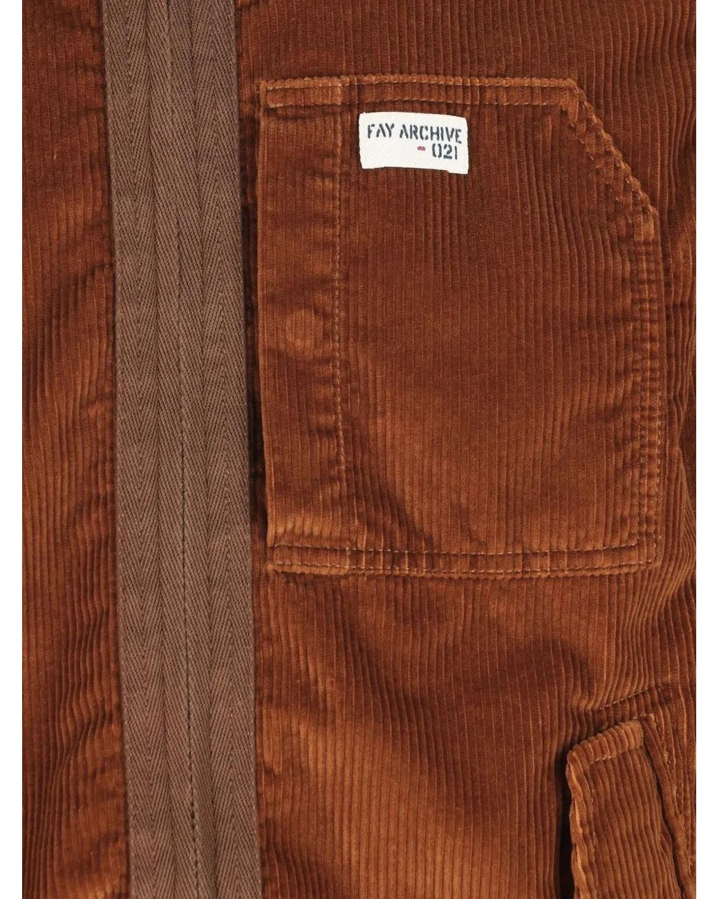 Fay Brown High-Collar Corduroy Jacket for men